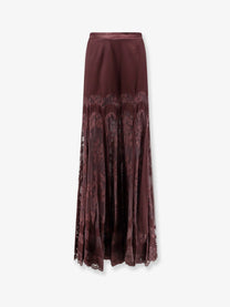 Zimmermann Women's Valiant Silk and Lace Blend Long Skirt Brown