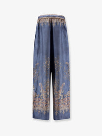Zimmermann Women's Valiant Track Silk Trousers Blue
