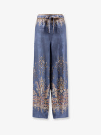 Zimmermann Women's Valiant Track Silk Trousers Blue