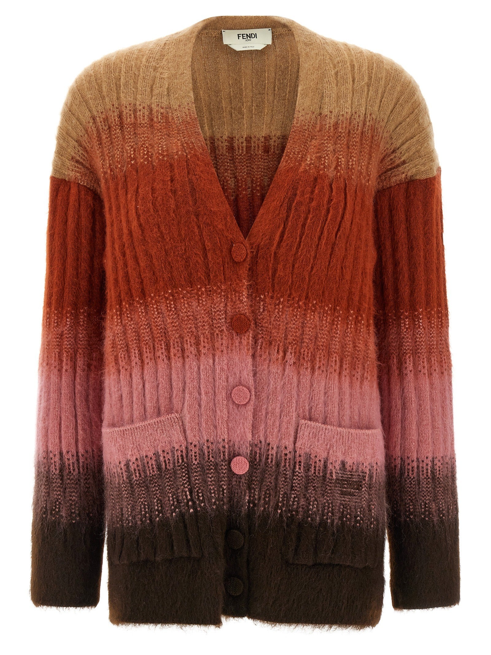 Fendi Vanisé Knit Cardigan Gold