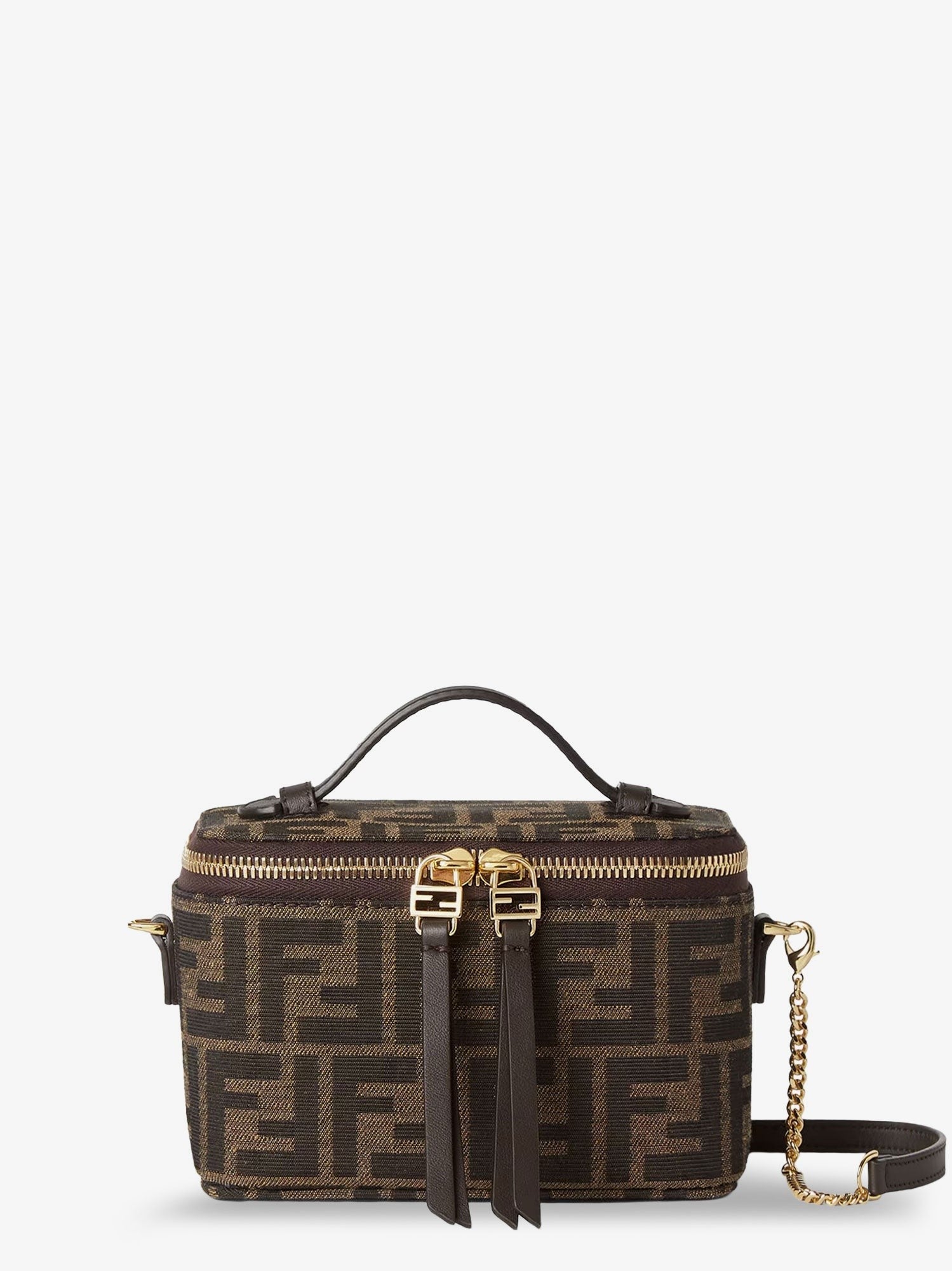 Fendi Women's Vanity Crossbody Bag in FF Jacquard Fabric Black