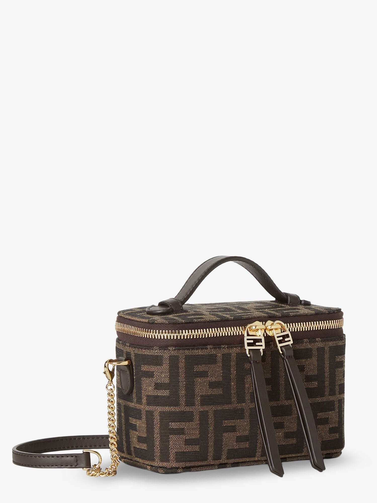 Fendi Women's Vanity Crossbody Bag in FF Jacquard Fabric Black