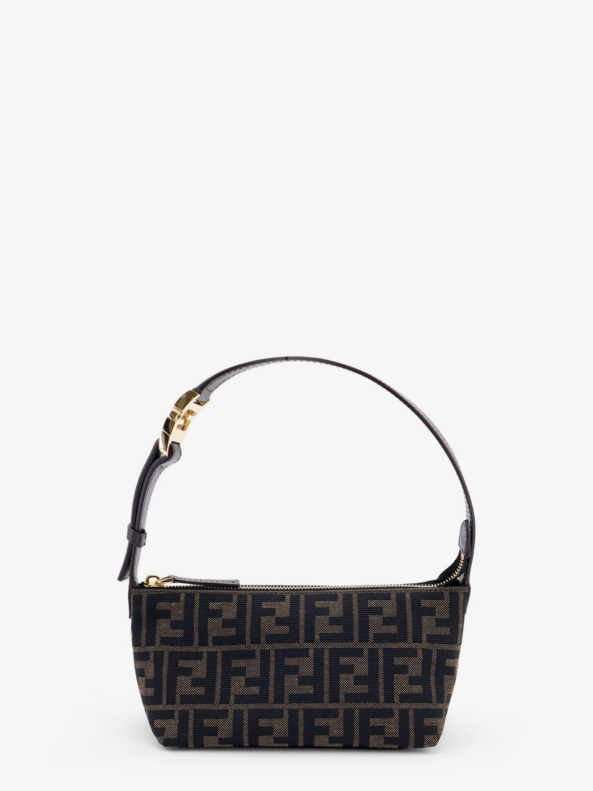 Fendi Women's Vanity Pouch FF Jacquard Fabric Small Handbag Black, view 2