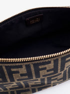 Fendi Women's Vanity Pouch FF Jacquard Fabric Small Handbag Black, view 4