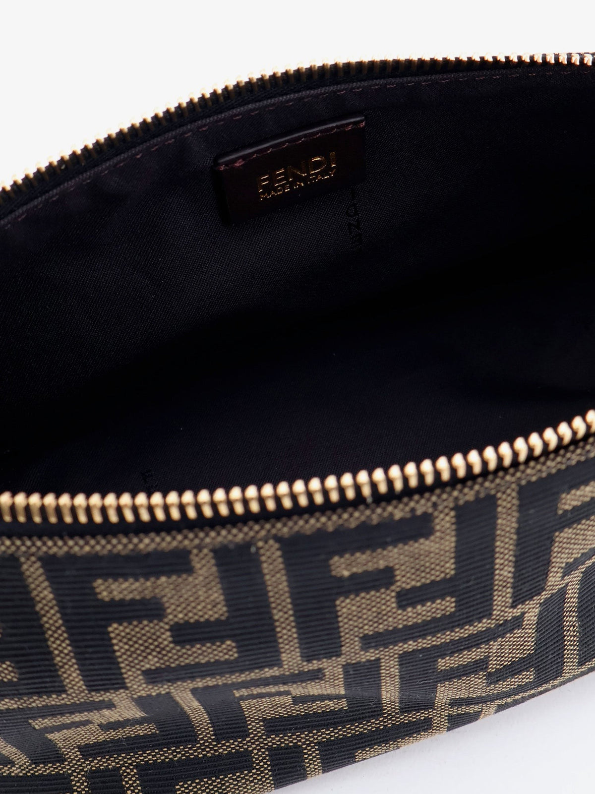 Fendi Women's Vanity Pouch FF Jacquard Fabric Small Handbag Black, view 4