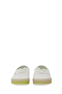 Vans men’s Authentic sneaker white canvas with translucent yellow green rubber sole and black laces