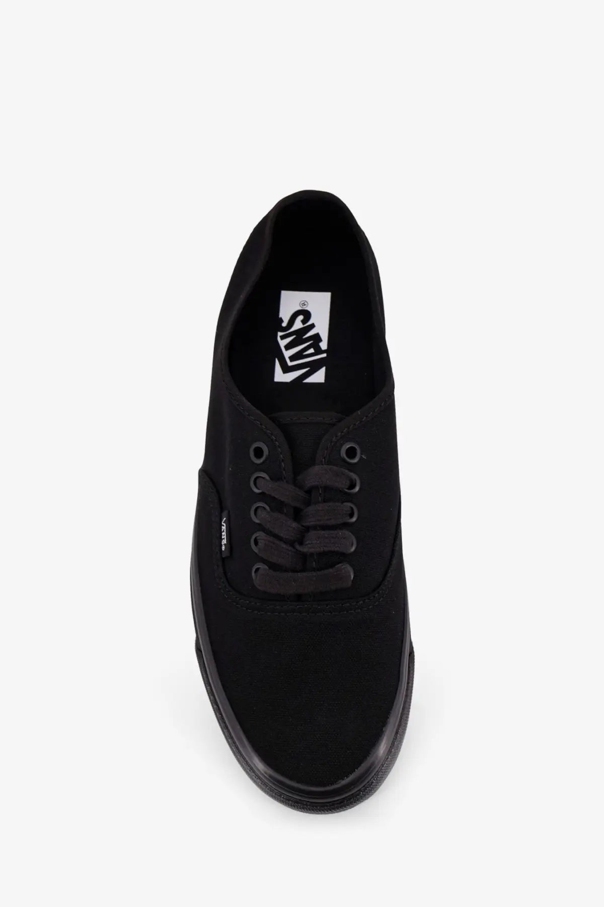 Vans men’s LX Authentic Reissue canvas sneakers in black with black laces and rubber sole for casual wear