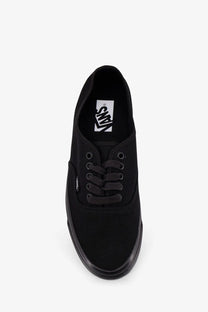 Vans men’s LX Authentic Reissue canvas sneakers in black with black laces and rubber sole for casual wear
