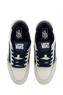 White and navy blue vans men’s sneaker hylane with low-top classic design and canvas material