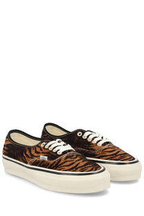 Vans unisex sneaker authentic pattern with brown and black tiger stripes white laces and cream rubber sole