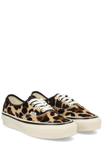 Vans unisex sneaker authentic leopard print with white laces and cream rubber sole in a casual style