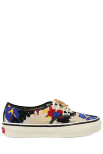 Vans unisex sneaker authentic premium with vibrant blue red yellow and black floral pattern on canvas upper