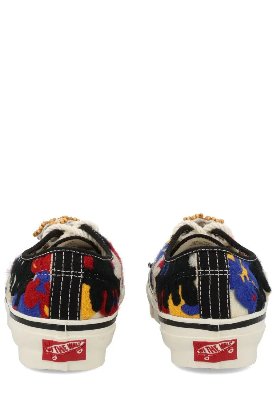 Vans unisex sneaker authentic premium with vibrant patchwork design in red blue yellow and black canvas upper