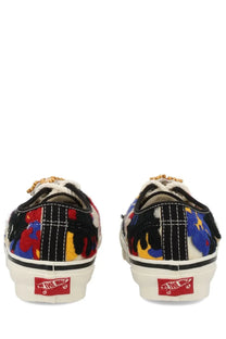 Vans unisex sneaker authentic premium with vibrant patchwork design in red blue yellow and black canvas upper