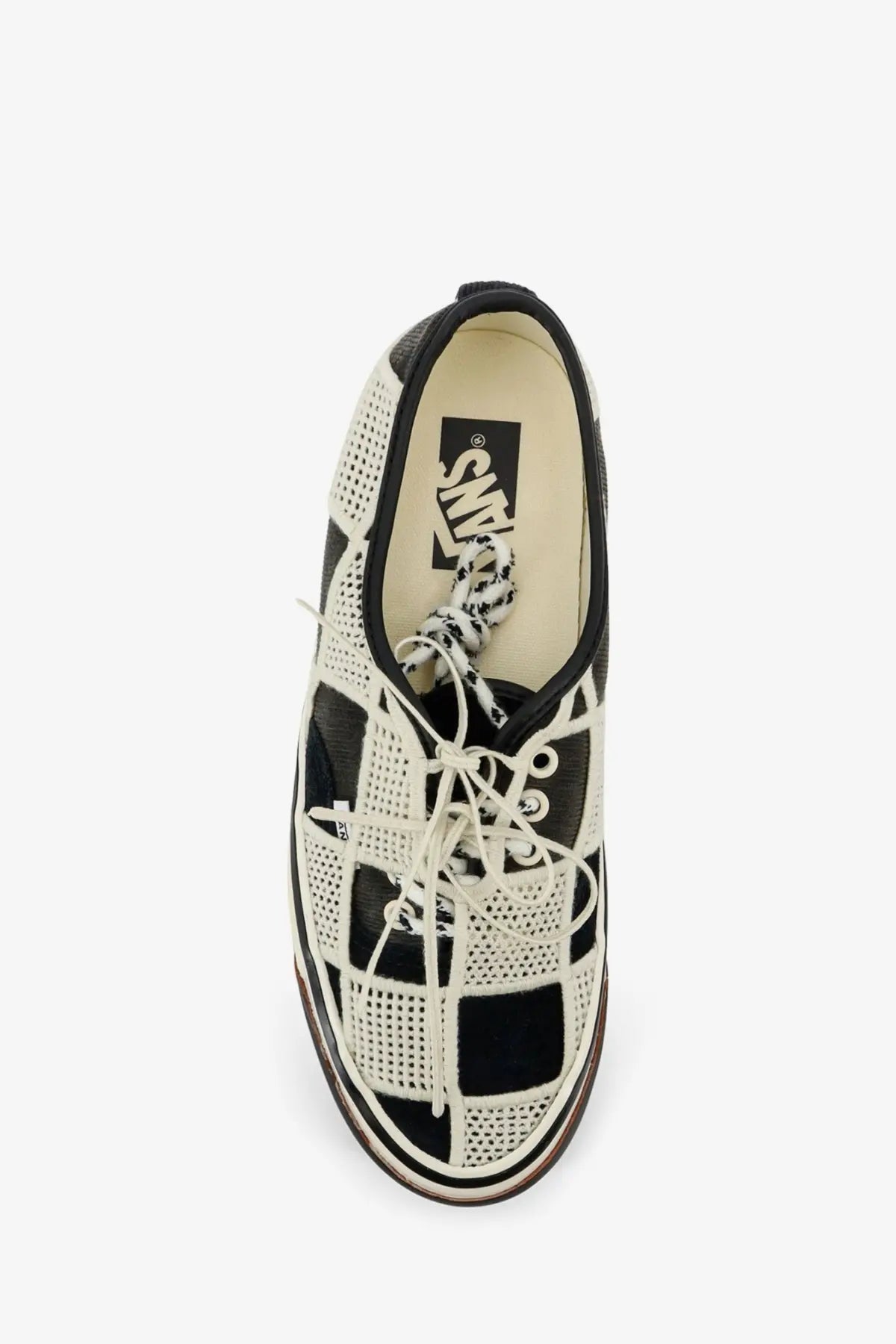 Vans women’s lx authentic sneakers black featuring black and white checkered mesh upper and rubber sole