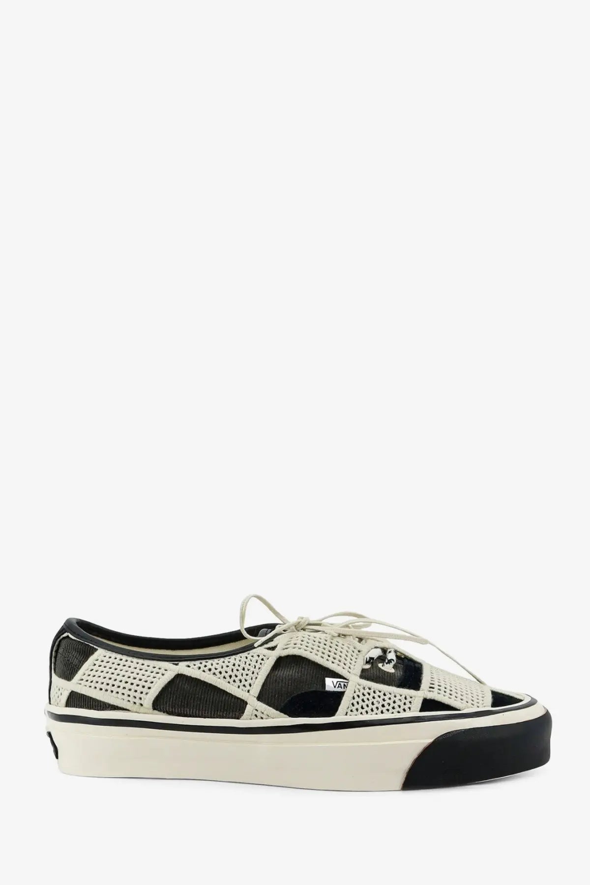 Vans women’s lx authentic sneakers in black with off-white perforated mesh and chunky rubber sole