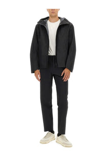 Veilance men’s arris jacket black hooded with sleek modern design and subtle gray lining in lightweight fabric