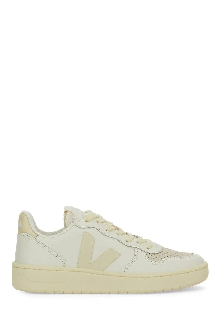 Veja women’s sneaker beige cream-colored vegan leather with subtle beige v logo on the side