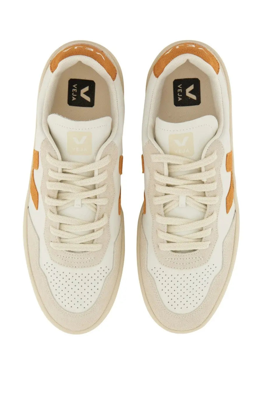 Veja women’s sneaker multicolor in cream and orange with suede and perforated leather upper