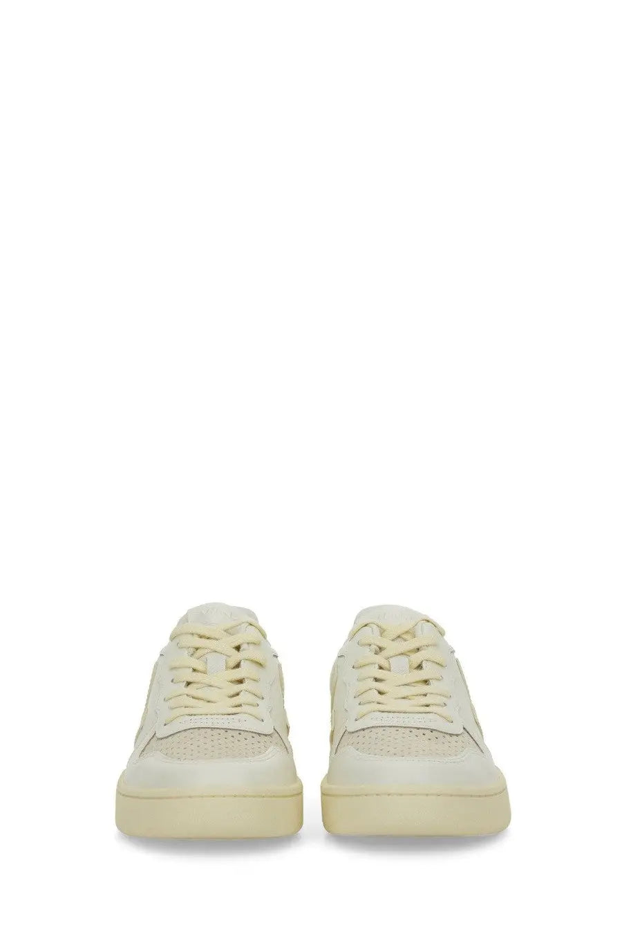 Veja women’s sneaker white cream-colored leather minimalist design with matching laces for casual wear