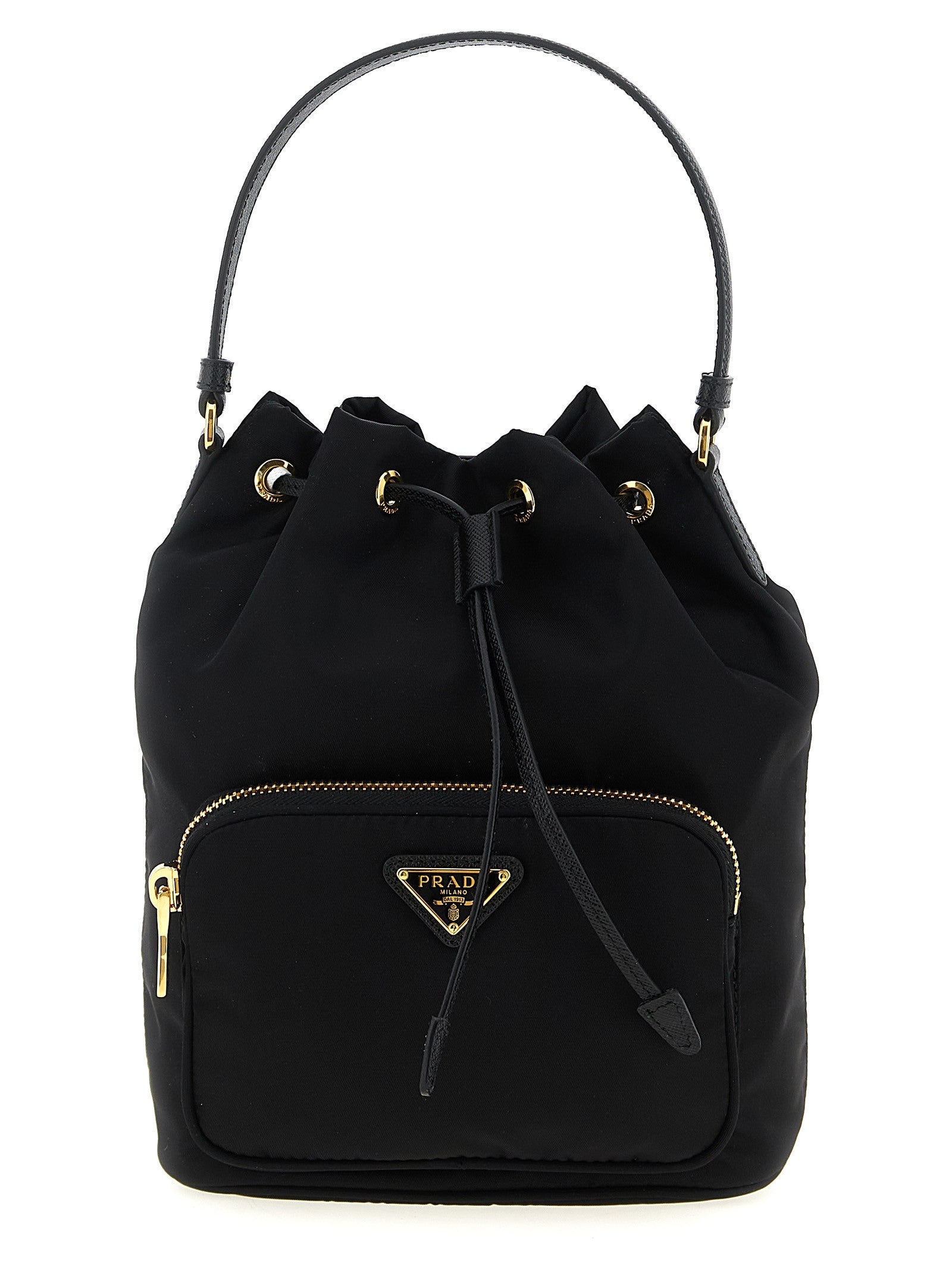 Prada Vela Bucket Bag Black