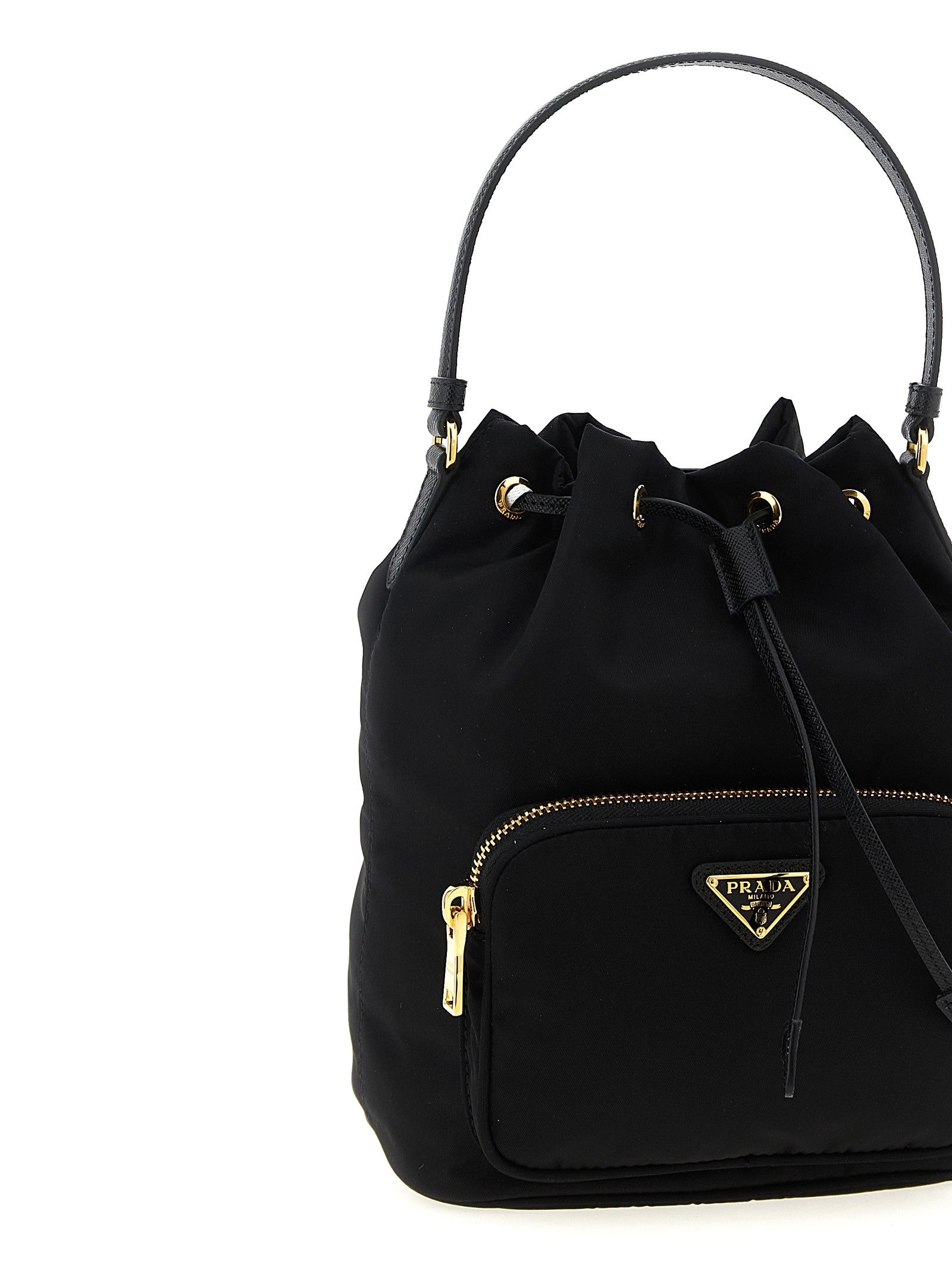 Prada Vela Bucket Bag Black