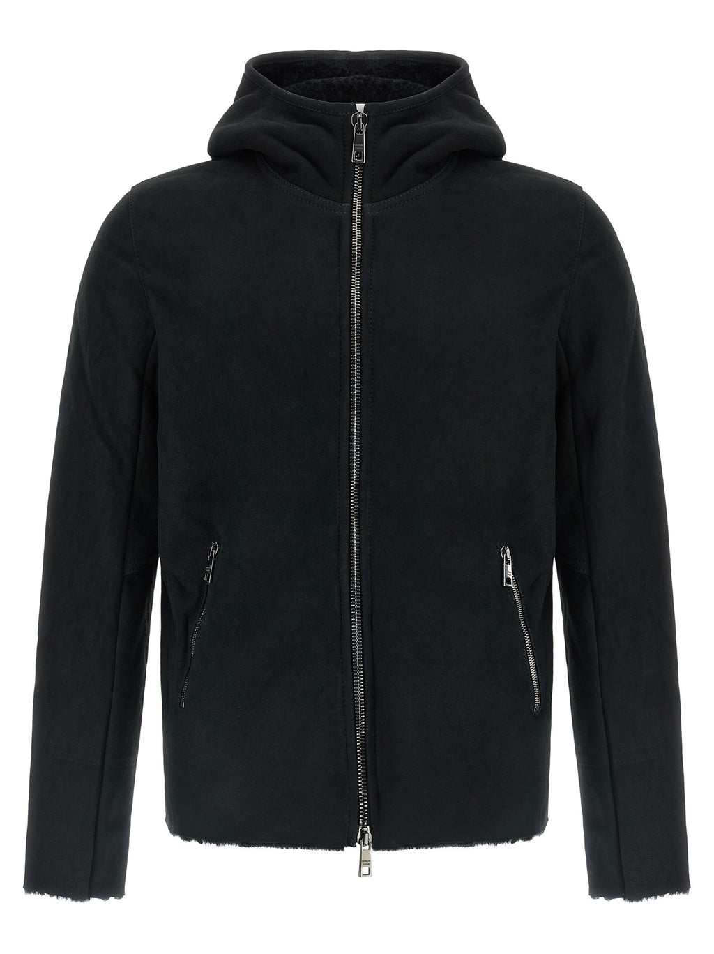 Giorgio Brato Velour Leather Hoodie Black