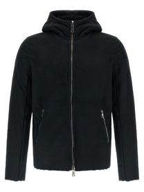 Giorgio Brato Velour Leather Hoodie Black