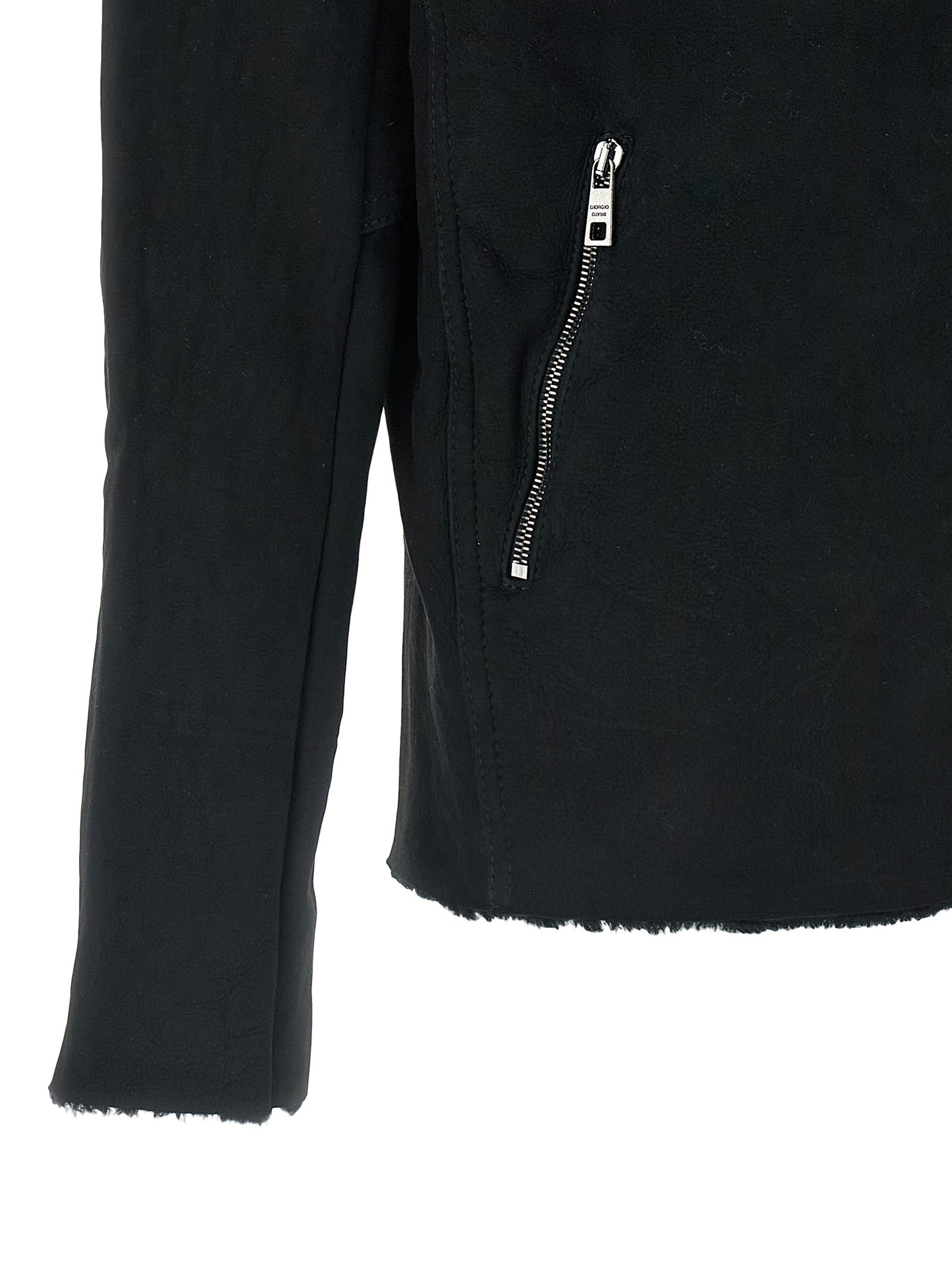 Giorgio Brato Velour Leather Hoodie Black