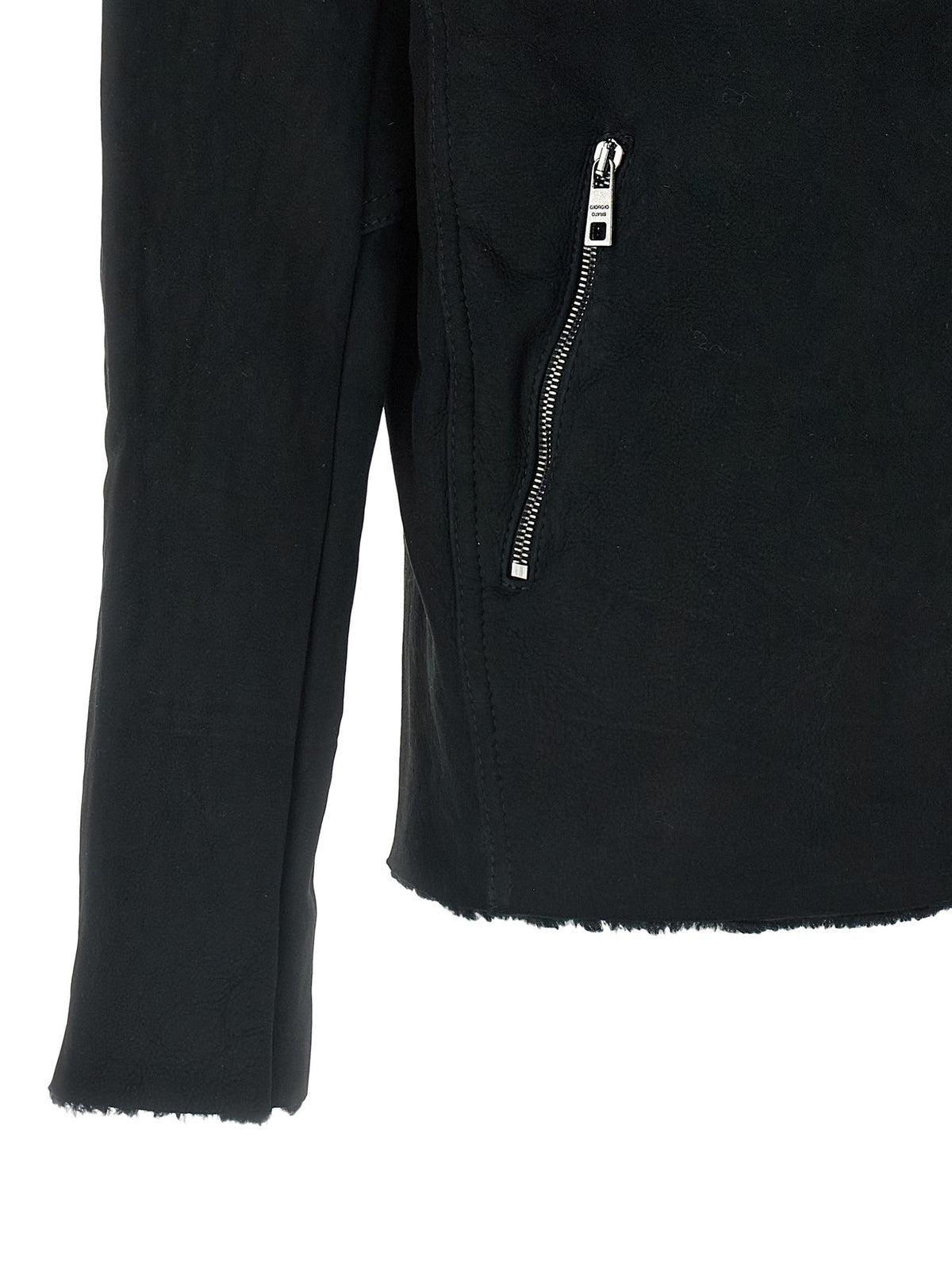 Giorgio Brato Velour Leather Hoodie Black, view 4