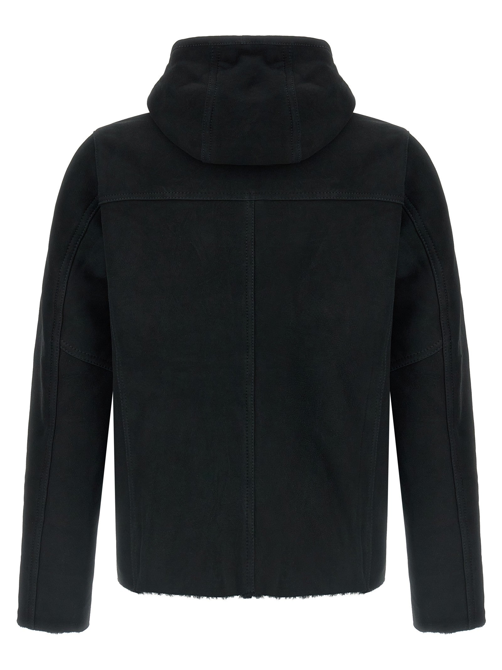 Giorgio Brato Velour Leather Hoodie Black