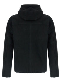 Giorgio Brato Velour Leather Hoodie Black