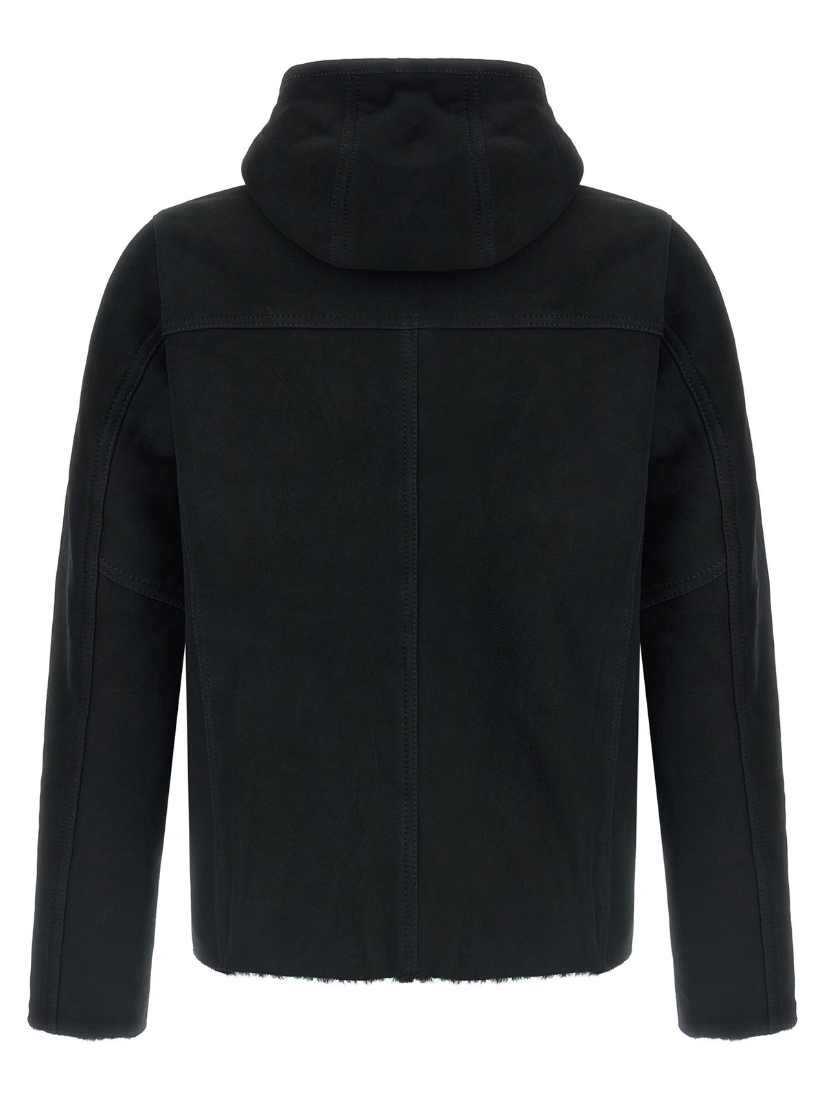 Giorgio Brato Velour Leather Hoodie Black, view 2