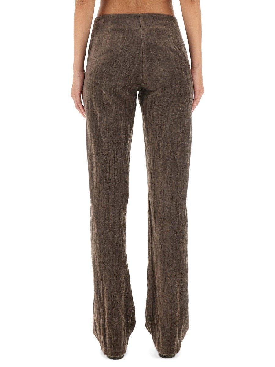Alysi Women's Velvet Crinkle Slim Pants Brown Alysi