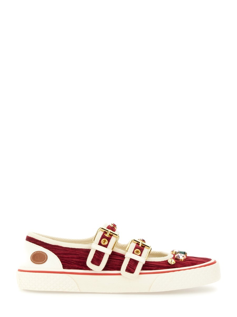 Valentino Women's Velvet Dollyboard Ballerina Sneaker Red