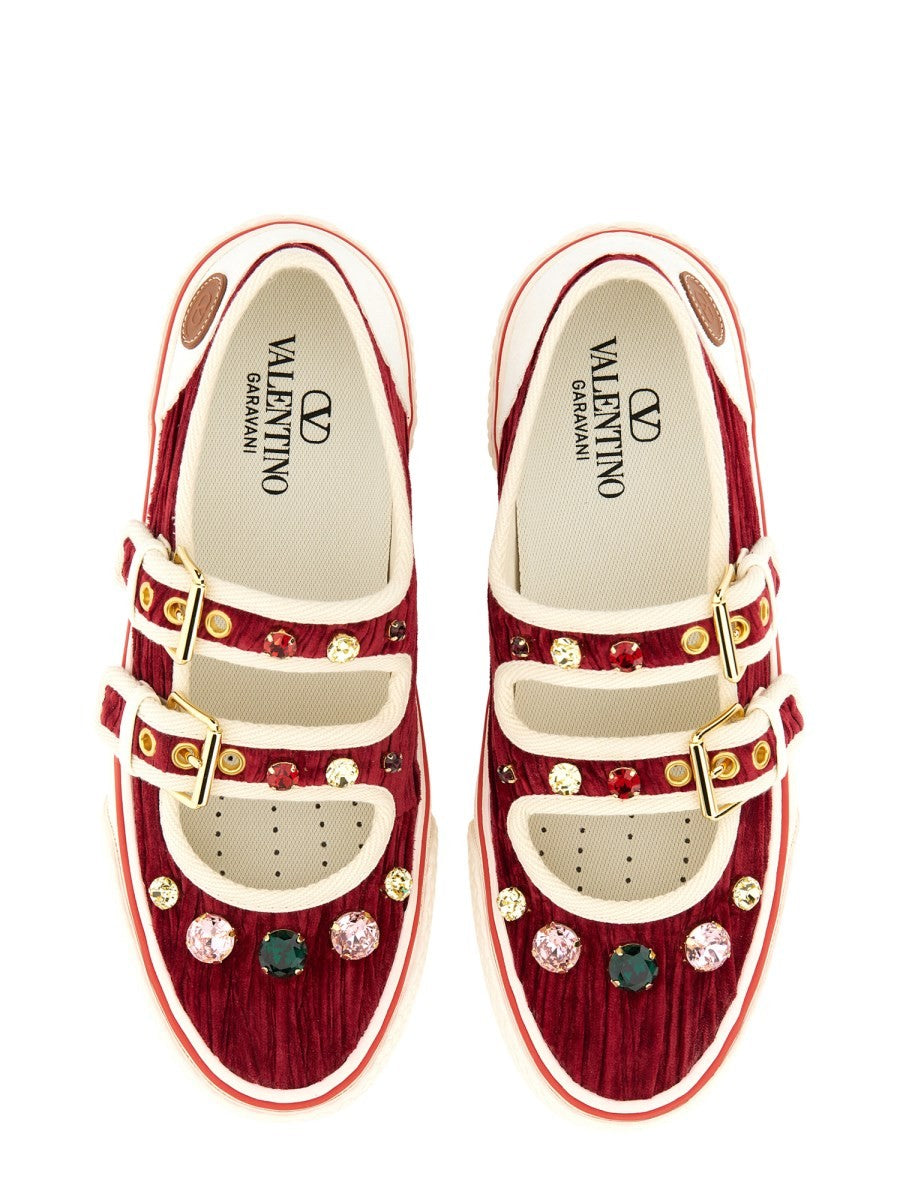 Valentino Women's Velvet Dollyboard Ballerina Sneaker Red