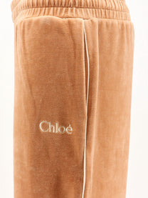 Chloé Women's Velvet Joggers Trousers Grey