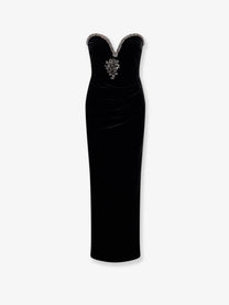 self-portrait Women's Velvet Long Dress Black