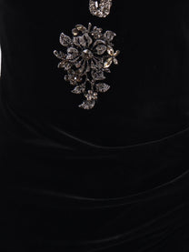 self-portrait Women's Velvet Long Dress Black