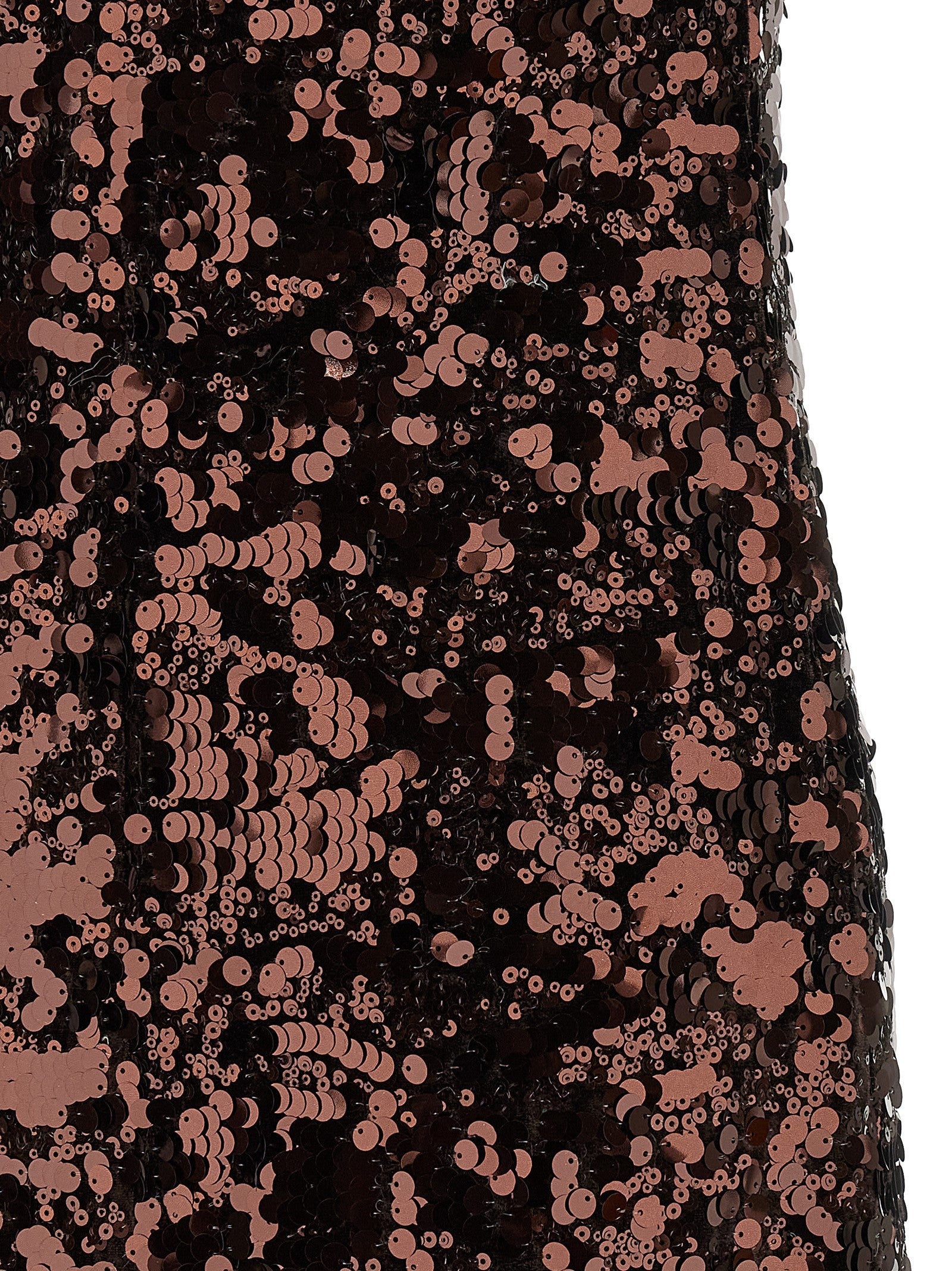 Ganni Velvet Sequins Straight Midi Dress Brown