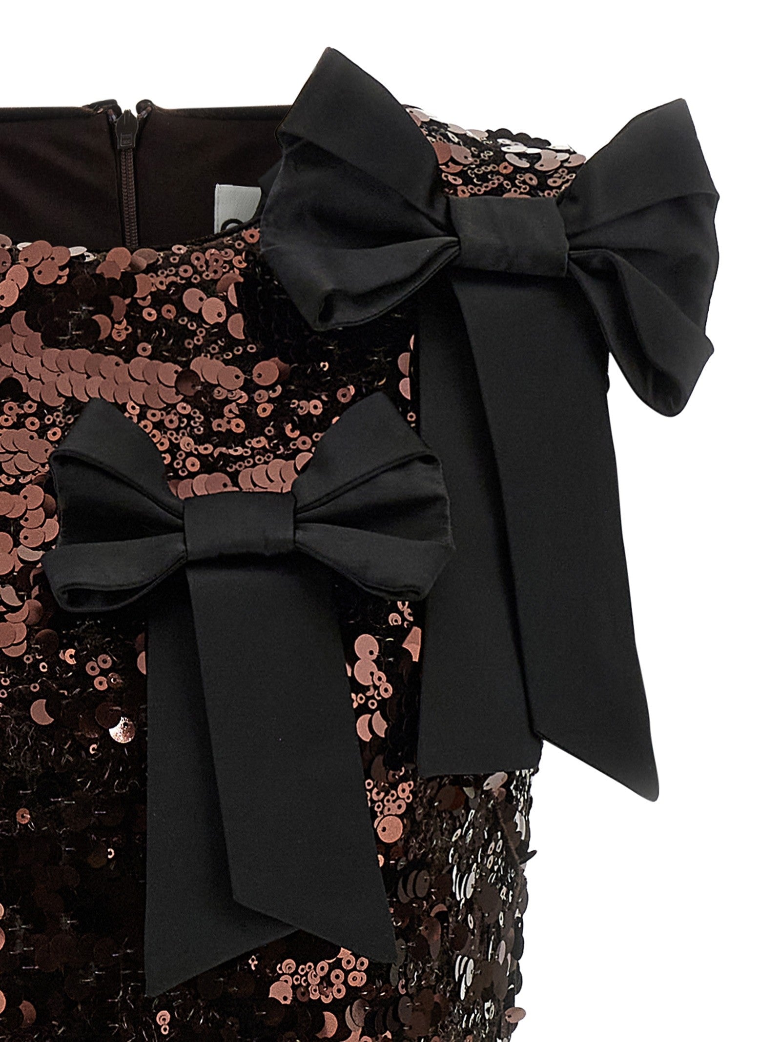 Ganni Velvet Sequins Straight Midi Dress Brown