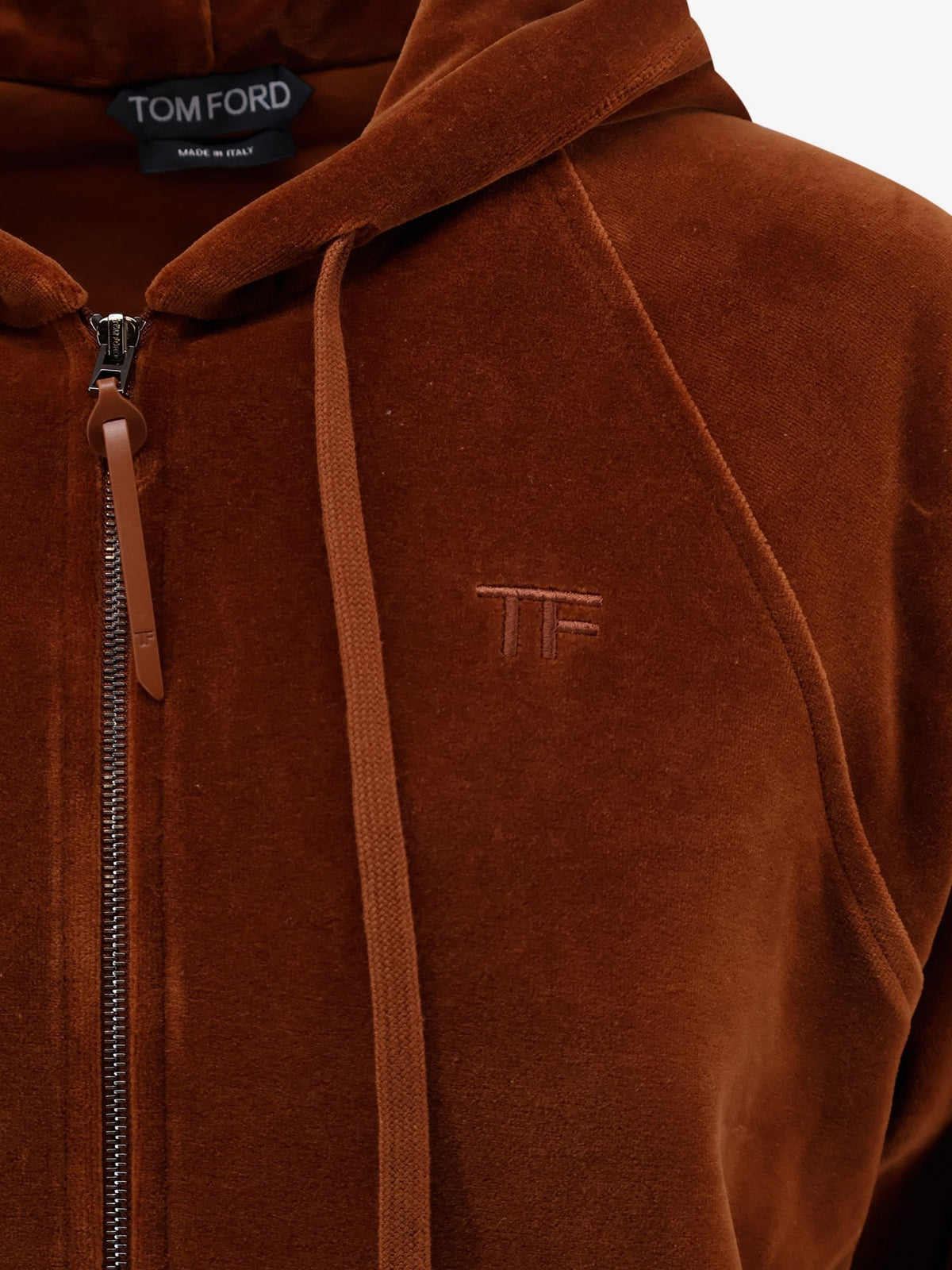 Tom Ford Women's Velvet Zip up Hoodie Brown, view 3
