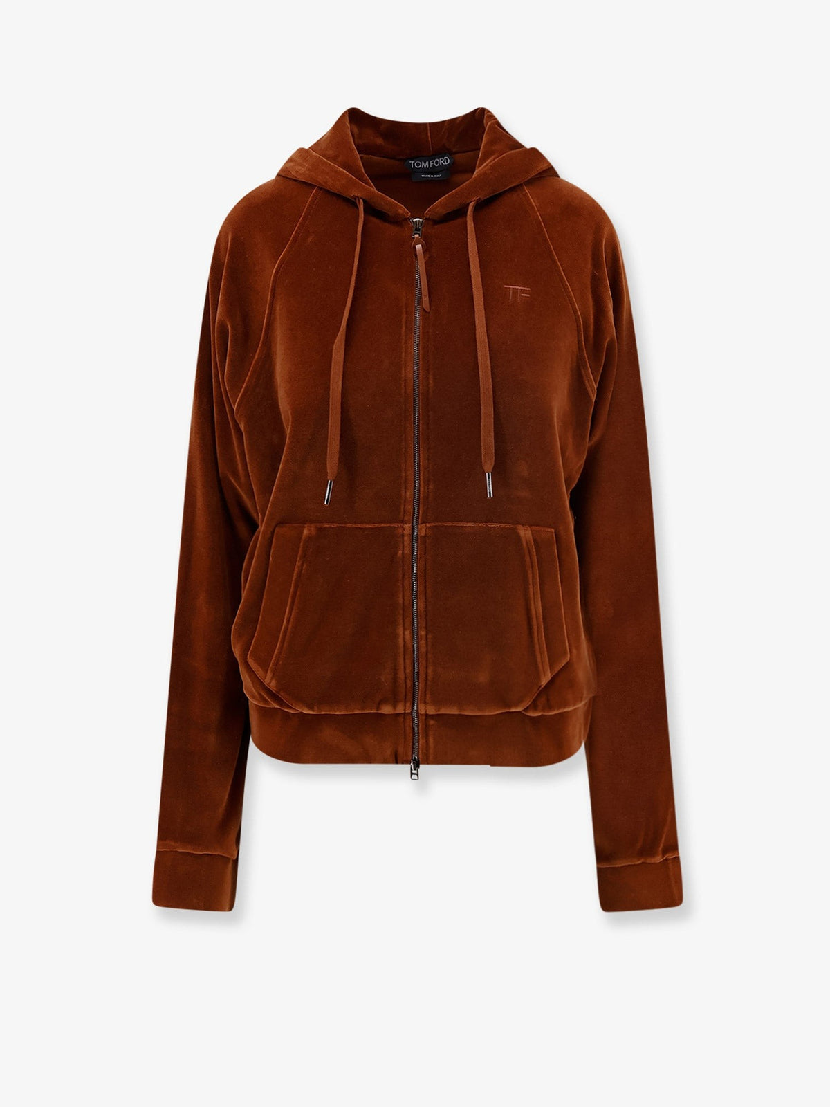 Tom Ford Women's Velvet Zip up Hoodie Brown