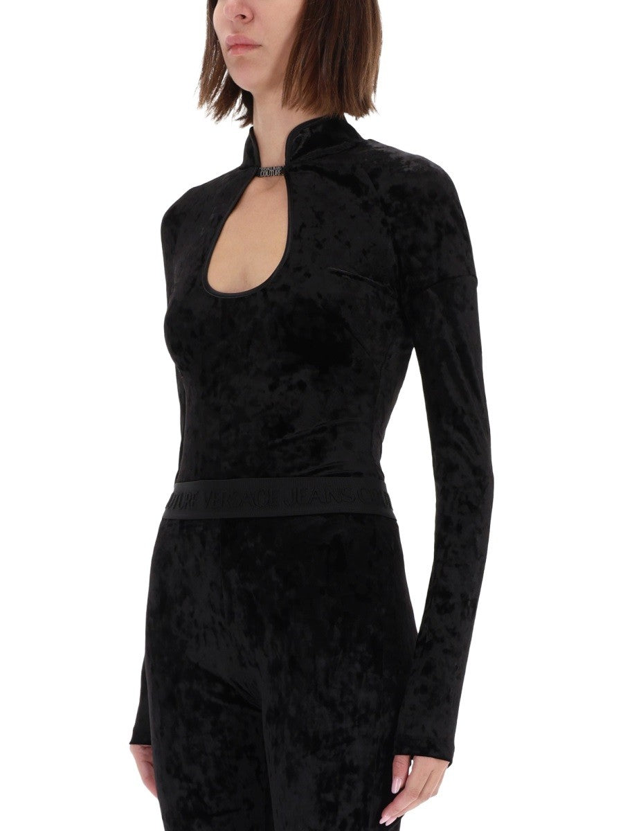 Versace Jeans Couture Women's Velvety Top Body Black, view 4