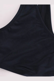 Venuja women’s black nylon bikini bra top with ribbed fabric and neat stitching along the edges