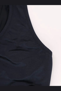 Venuja women’s nylon bikini black tank top with ribbed texture and smooth stretchy fabric with stitched neckline
