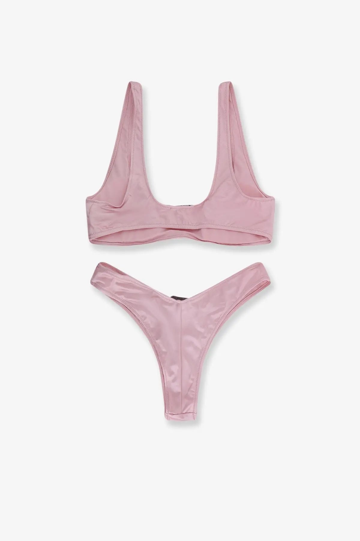 Venuja women’s nylon bikini pale in sleek satin finish pink with modern cut and thin straps