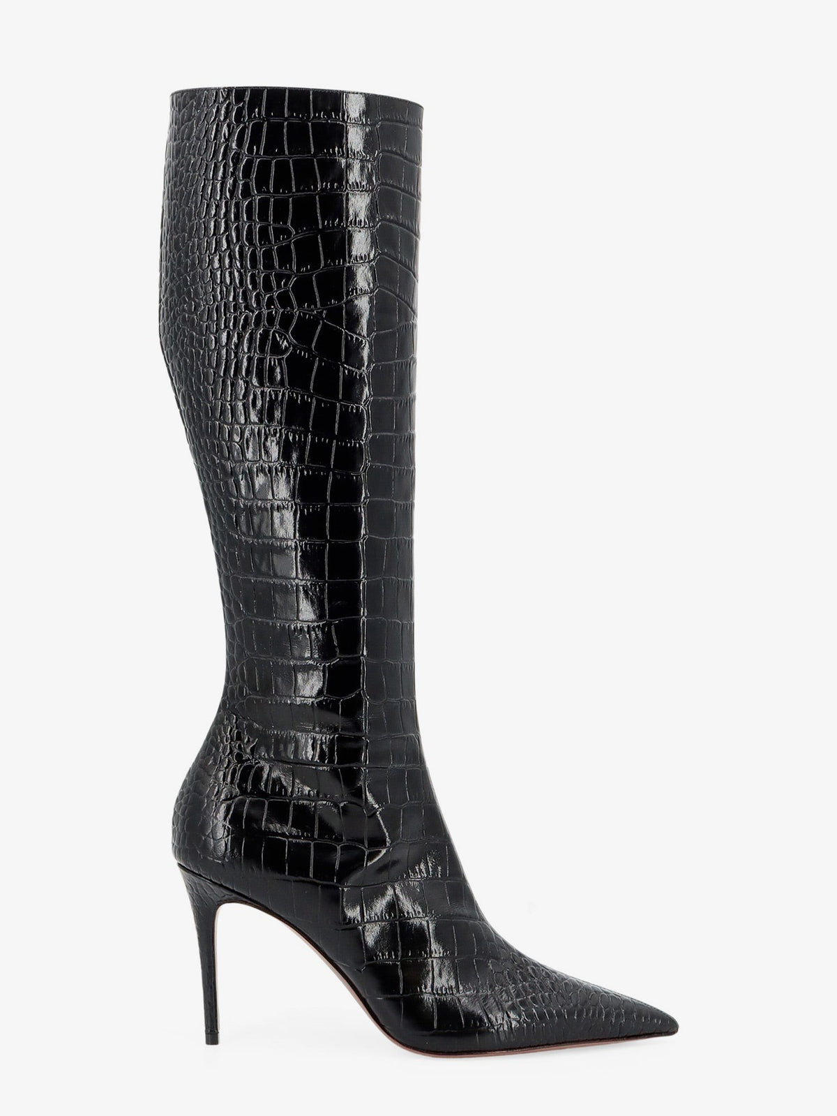 Paris Texas Women's Vera Croco Effect Leather Boots Carbone
