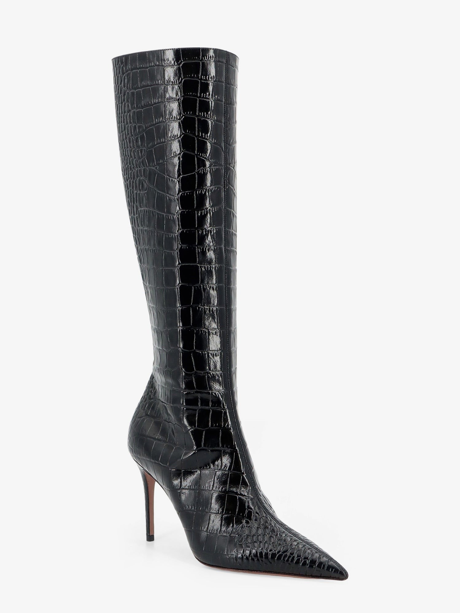 Paris Texas Women's Vera Croco Effect Leather Boots Carbone