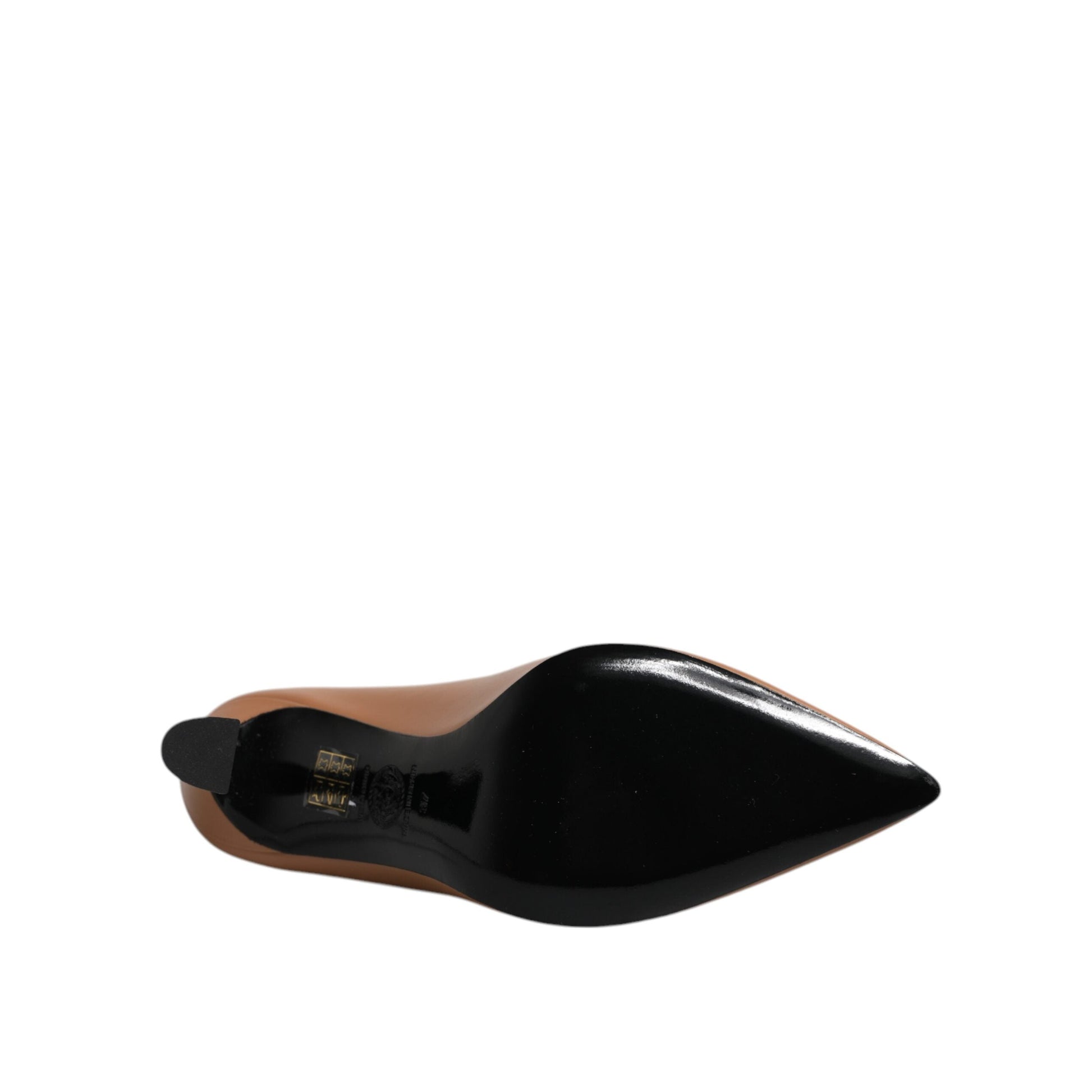 Versace - Versace Brown Leather Logo Plaque High Heels Pumps Shoes